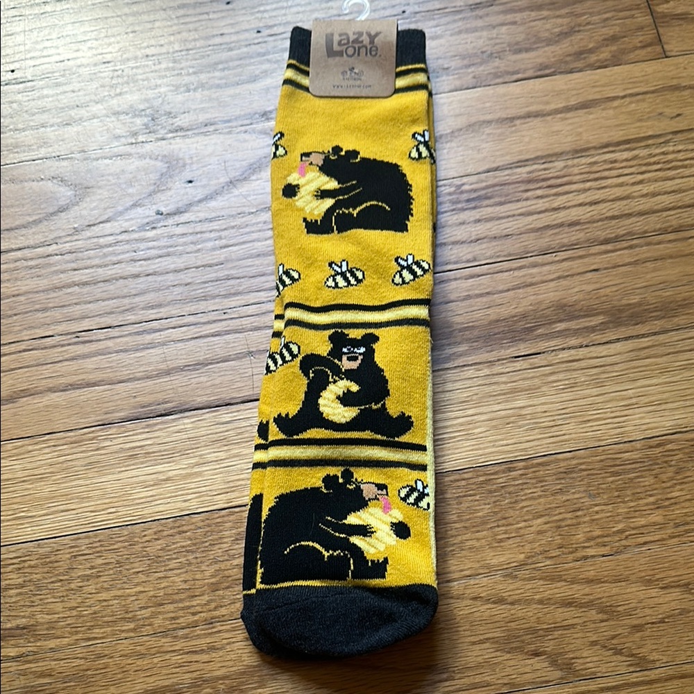 Lazy One Yellow Bear and Bee Socks